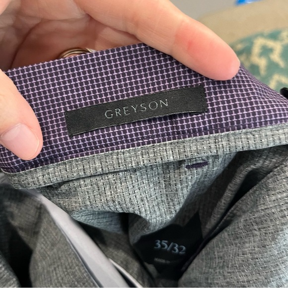 Greyson Pants Men's 35x32 Purple Geometric Slacks Night Out Office Workwear Golf - Picture 8 of 9